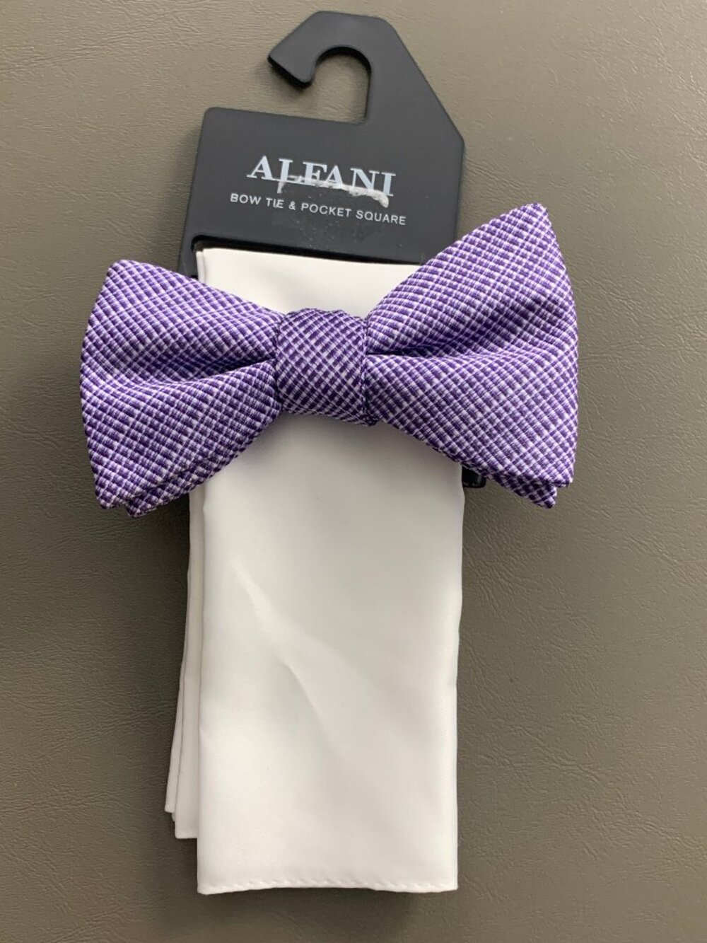 Alfani Men's 2-Piece Balaton Stripe Bow Tie & Solid Pocket Square Set, Purple
